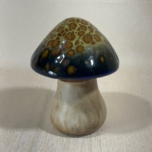 Drip Glazed Ceramic Mushroom 6” Fairy Garden Smoke Free